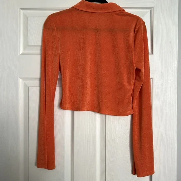 Orange Ruched Button-Up Top - Picture 5 of 5